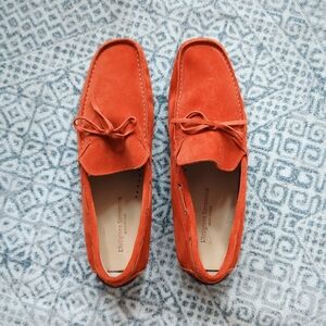 New! Rare L'Artigiano Sorrentino Italy Pumpkin Rust Orange Suede Moccasins IT 45